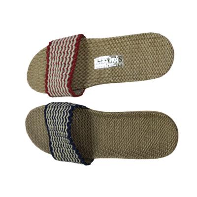 China Fashion Trend Men's Women's Linen Casual Canvas Open Toe House Home Indoor Slipper Flat Slides Sandals for Men and Women for sale