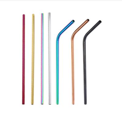 China Custom Logo 6mm Metal 304 Stainless Steel Eco-Friendly Wholesale Reusable Custom Cocktail Straw Color Drinking Set with Brush and Bag for sale