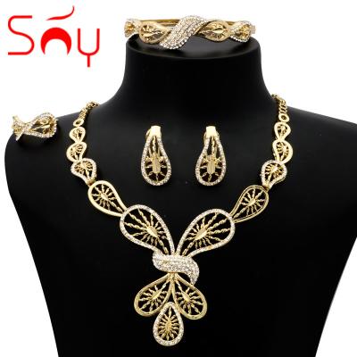 China CLASSIC Luxury Jewelry 18 Carat Brazilian Gold Set African Manufacture Gold Plated Juwellery Jewelry Set for sale