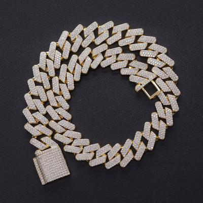 China Hiphop High Quality Flat Gold Filled Men's Double Diamond Cut Link Cuba Chain Cuban Diamond Necklace for sale