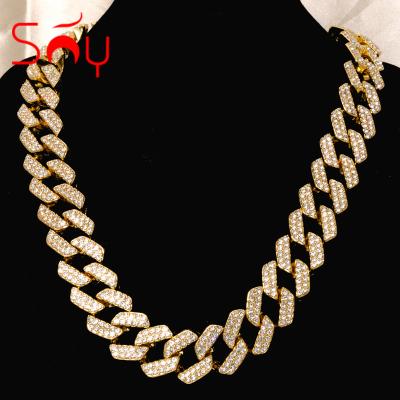 China OEM/ODM 13MM Hiphop Sizes Hit Accessories HIPHOP Men Chains Full Diamond Cuban Link Chain Gold Necklace Jewelry for sale