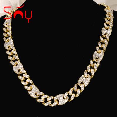 China Hiphop HipHop Jewelry Cuban Chain Iced Out Bling Zircon Micro Pave Link Statement Necklace for sale