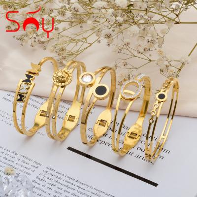 China New Arrival FASHIONABLE Charm Women Stainless Steel Shiny Adjustable Gold Plated Couples Bracelets & Bangles Bracelets & Bangles for sale