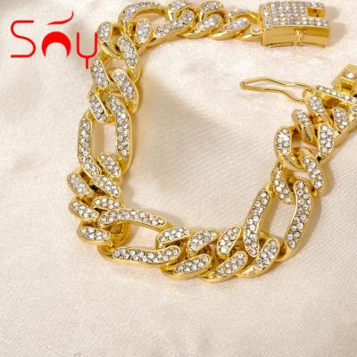 China Hiphop Custom Diamond Stainless Steel Twisted Miami Iced Out Jewelry 18k Gold Plated Tennis Cuban Link Chain Bracelet For Men for sale