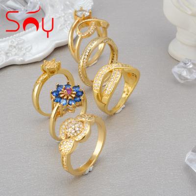 China Hiphop 18K Gold Plated Zircon Rings Cubic Zirconia Stone Paved Eternity Wedding Band Stackable Ring for sale