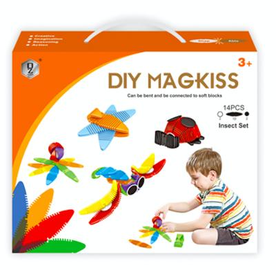 China DIY TOY Dropshipping 14pcs DIY Insect Set Soft Plastic Magnetic Blocks Toys For Children for sale