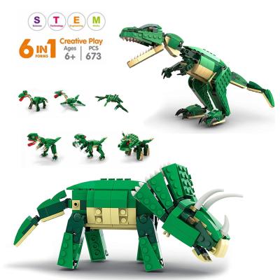 China Hot Selling DIY TOY ROD on Amazon Dinosaurs 6 in1 Dinosaur Toy Set Building Blocks Large for Boys and Girls for sale