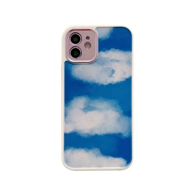 China Anti-drop cloud is suitable for iphone12 Apple 11/11ProMax/12ProMax/X plating thin hole silicone mobile phone case for sale