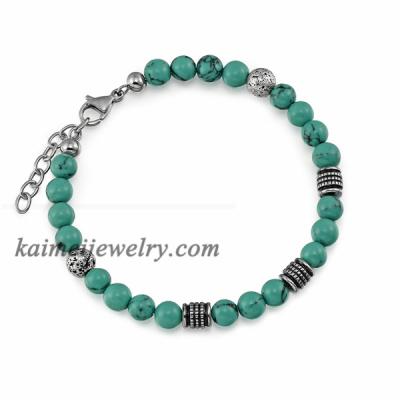 China Simple Design TRENDY Hot Selling Turquoise Red Green Stone Beaded Bracelets For Men And Women for sale