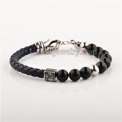 China Genuine Leather Fashion Braided Men's Leather Bracelet for sale