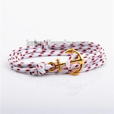 China New Arrival TRENDY Custom Made Different Color Mens Navy Rope Metal Anchor Bracelet for sale