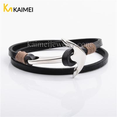 China Stainless Steel Factory Diirectly Selling Stainless Steel Navy Style Mens Jewelry Anchor Bracelet for sale