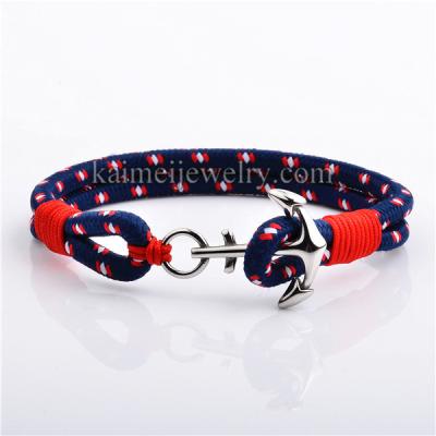 China FASHIONABLE Make Your Own Logo And Style Handmade Wax Rope Bracelet Anchor for sale