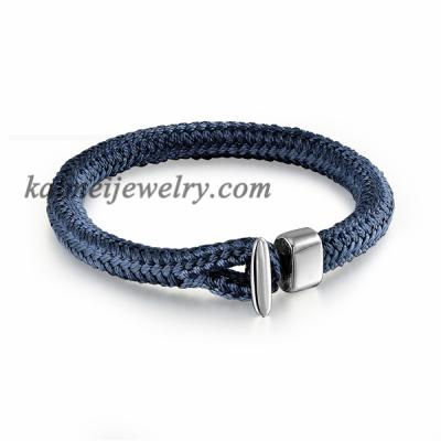 China Fashion Stainless Steel Designer Jewelry Wholesale Handmade Blue Charm T Hook Rope Bracelets for sale