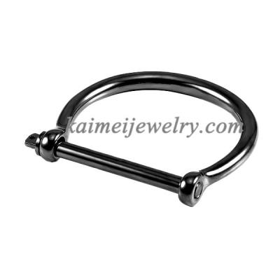 China Latest Fashionable Unisex Stainless Steel Bangle Black Plated Cuff Bangle Polished Jewelry From Europe for sale