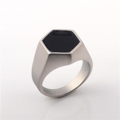 China Fashionable China Supplier Hot Sale Stainless Steel Simple Design Black Enamel Mens Ring for sale