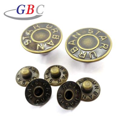 China Custom dry cleaning brand logo metal jeans buttons and rivets for sale