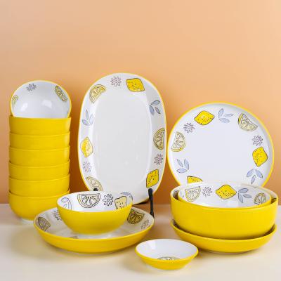 China Viable The Popular Hot Seller Product Factory Direct Sale Lemon Ceramic Dish Bowl Series for sale