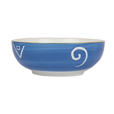 China 8 Inch Sustainable Blue Creative Ceramic Tableware Salad Bowl for sale