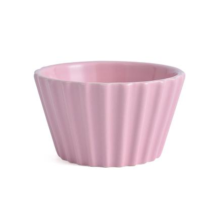 China Sustainable Color Glazed Ceramic Souffle Dessert Bowl Bowl And Ramekins For Cup Cake for sale