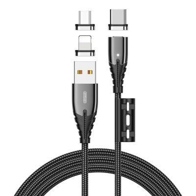 China Joyroom fast charging cable led 3 in 1 magnetic braided usb c charging cable magnetic fast micro data usb charging cable for sale