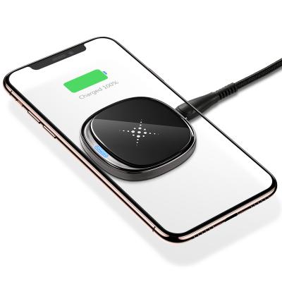 China 10W Joyroom Fast Charging Mobile Phone Led Mini Small Glass-metal Qi 10w Fast Wireless Charger for sale