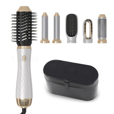 China Ionic 5 in 1 Curly Straightener Comb Salon Hair Blow Dryer Best Travel Hair Brush Private Label Hair Dryer for sale