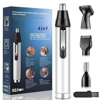 China Easy Clean 4 in 1 Professional USB Rechargeable Nose Hair Trimmer Waterproof Painless Trimmer with Electric Nose Trimmer for Men for sale