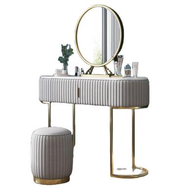 China LED mirror factory direct sale modern design hot bedroom dressing makeup table with mirror and stool for sale