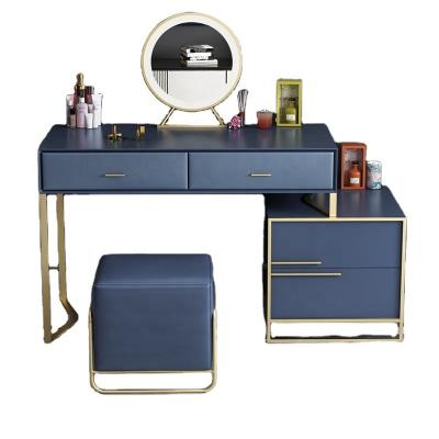 China (Other) Factory Price Adjustable Finished Modern Leather Bedroom Furniture Dresser Set Dressing Table With Mirror for sale