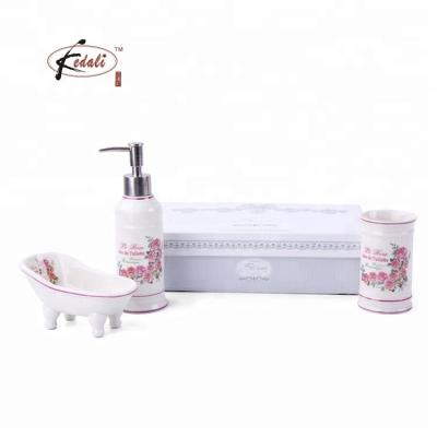 China China Sustainable Factory Porcelain Ceramic Bathroom Accessory Set Bath Product Gift Box for sale