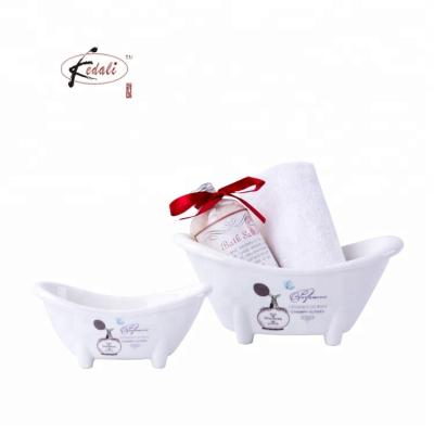 China Modern Durable Porcelain Tub Shape Soap Dish For Bath for sale