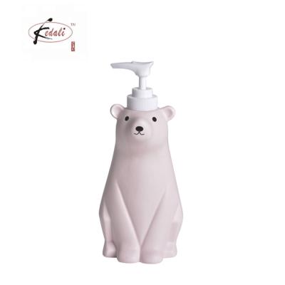 China Modern Ceramic Bear Cartoon Design Soap Dispenser Bathroom Accessories Color Hand Lotion Dispenser for sale