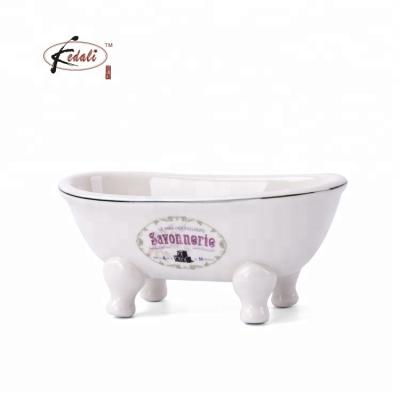 China Modern Household Mini Bathtub Ceramic Soap Dish Soap Holder for sale