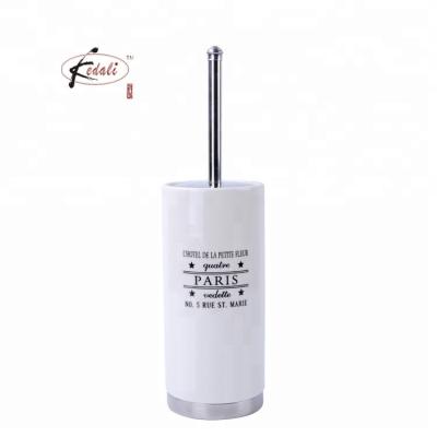 China Porcelain Toilet Base Brush Holder With Stainless Steel Toilet Brush for sale