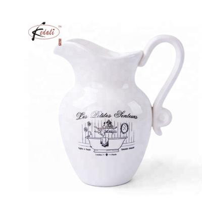 China Minimalist Household Item Wholesale Porcelain Ceramic Water Pitcher for sale