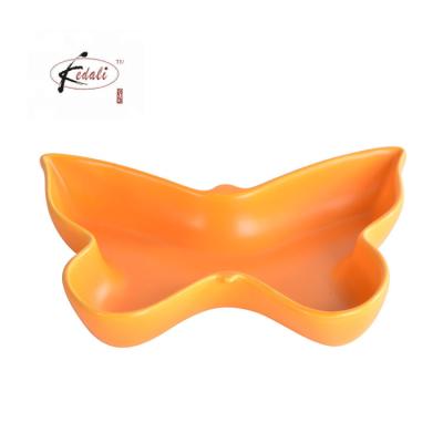 China Butterfly Design Disposable Ceramic Snack Plate Dish Colored Dinner Tray for sale