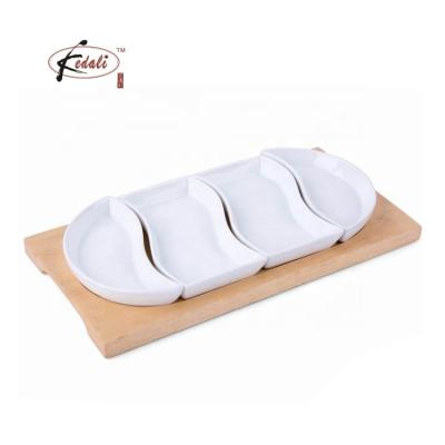 China Disposable White Dip Dish Set Mini White Disposable Dish Set Ceramic Appetizer Hotel Snack Fruit Serving Tray for sale