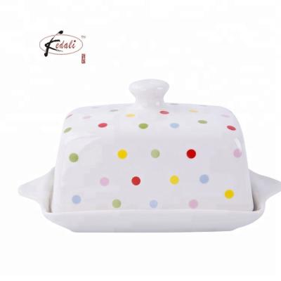 China Porcelain Disposable American Butter Dish With Lid Butter Dish Container Ceramic Sale for sale