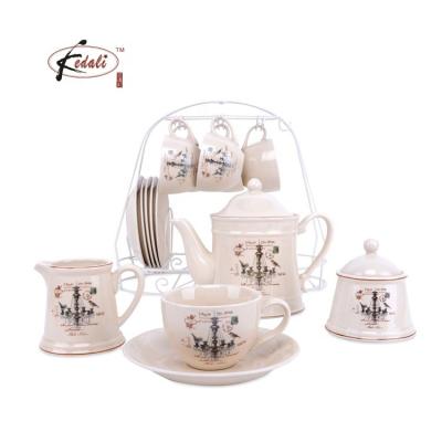 China Wholesale price viable high quality set of 6 fine ceramic classic coffee and tea set for sale