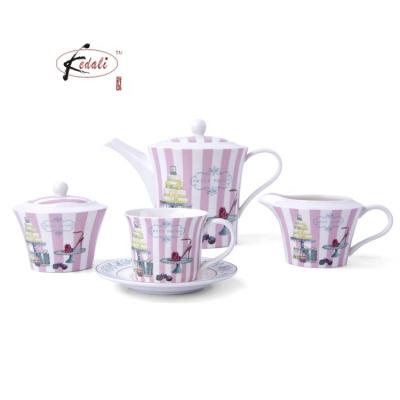 China Viable European Style Coffee Pot Cup Luxury Ceramic Saucer Set Elegant Coffee and Tea Set for sale