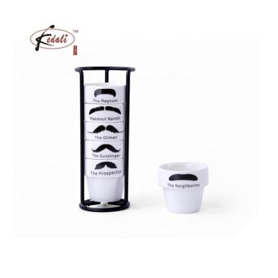 China Decal Viable Pattern Ceramic Mustache Egg Cup Six Pcs Egg Cooker Rack for sale