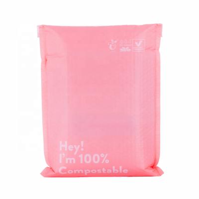 China Custom Strong Adhesive Biodegradable Pink Bubble Compostable Pbat Padded Logo Accepted Shipping Packaging Bags Strong Adhesive Postage for sale