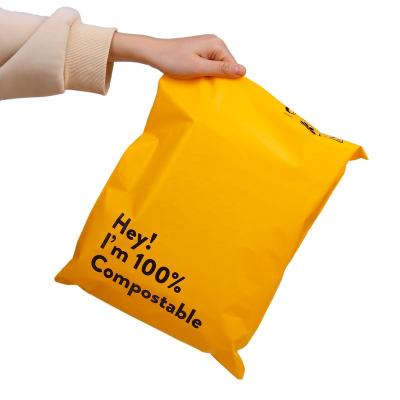 China Strong Adhesive Factory Mailing Bag Printing Biodegradable Yellow Color Logistics Poly Mailer for sale