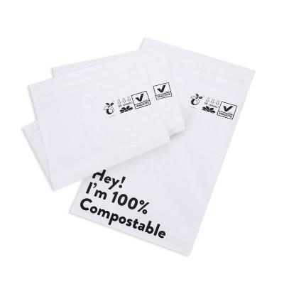 China Matte Eco Friendly Poly Custom high quality branded white strong adhesive 100% postage printed ad compostable bags for sale