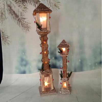 China Wooden Floor Lamp Christmas Wooden Bed Post LED Lamp Christmas Wood Home Decor Crafts for sale