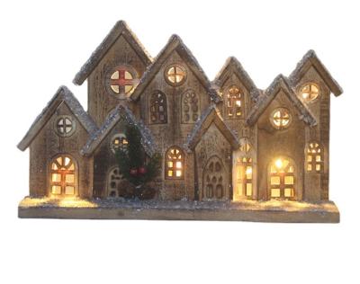 China Wooden Christmas Led Wooden Houses Led Christmas Light Wooden House Battery Operated Wooden House for sale