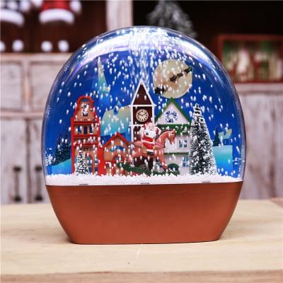 China Plastic Snowfall Globe With Music Merry Christmas Craft Globe Box With Music For Christmas Musical Globe With Snow for sale