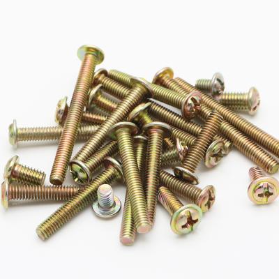 China Eco-friendly Hex Zinc Color Furniture Screws Hex Plating Cross Recessed Pan Head Handle Screw For Door Handle for sale