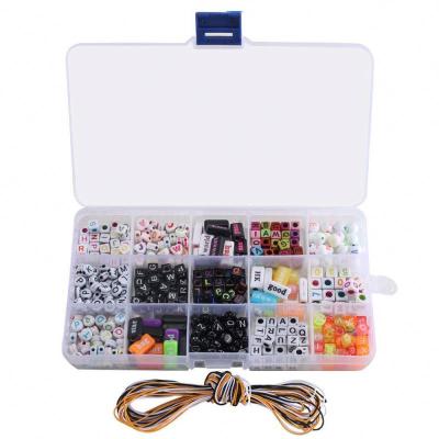 China DIY Jewelry Making Amazon 15 Slots 1000 Pcs Acrylic Letter Beads Box Set 15 Slots Glossy High Quality Letter Beads For Jewelry Diy Making for sale